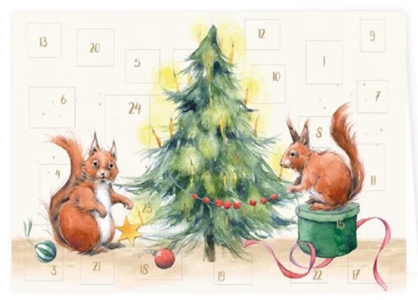 Adventskalender-Karte "Weihnachten mit Eichhörnchen"